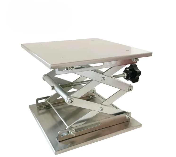 200x200MM Stainless Steel Lifting Table Laboratory Mini Manual Lifting Platform Woodworking Engraving 45-150MM Lifter