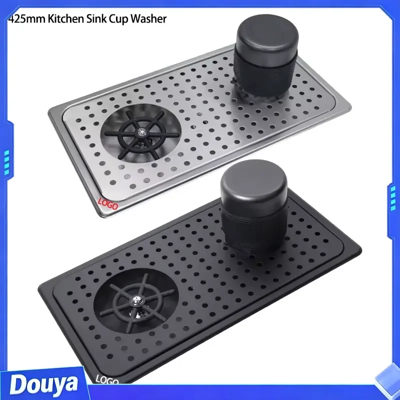 Modern Design Stainless Steel Milk Beer Glass Rinser Drip Tray Desktop Hidden Sink Cup Washer for Coffee Bar Hotel