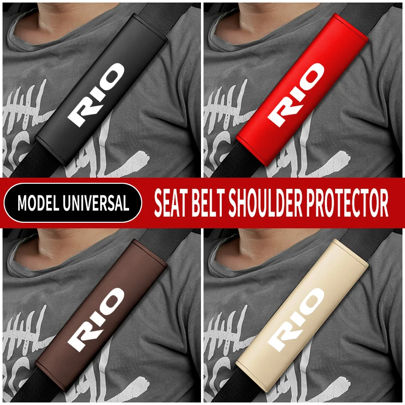 1PC Leather Car Seat Belt Shoulder Protector Cover Safety Belt Padding Pad For Kia Rio KN RIIO Seat Belt Decoration