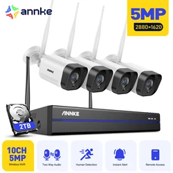 ANNKE 5MP WiFi CCTV System 10CH NVR Security Camera System Two Way Audio Outdoor Wireless IP Cameras Video Surveillance Kit