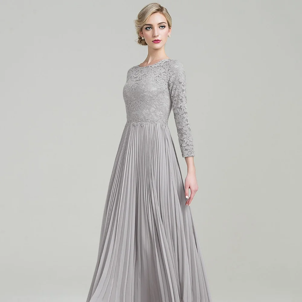 فستان أم العروس الأنيق للنساء مخصص خمر الدانتيل فستان الضيوف خط س الرقبة مساء رداء أم العروس #3