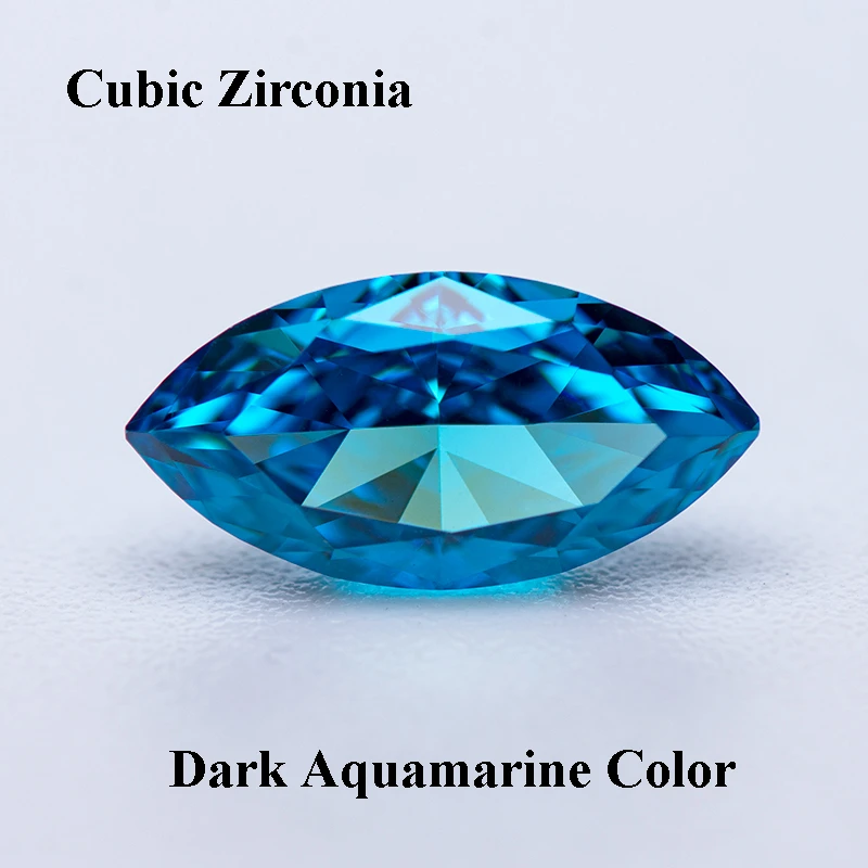 

Cubic Zirconia Crushed Ice Cut Dark Aquamarine Color Marquise Shape Charms Beads for Diy Jewelry Making Materials No Certificate