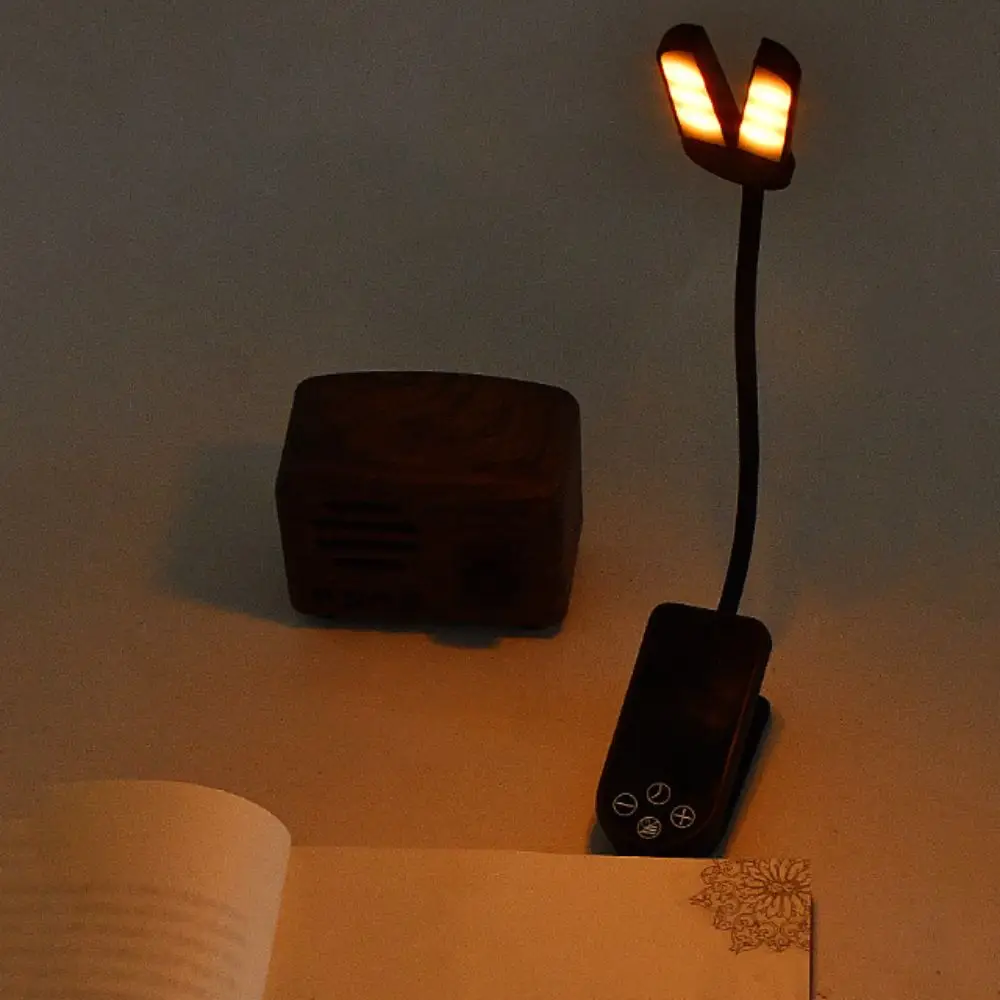

Портативный светодиодный светильник для книг, портативный дизайн, USB перезаряжаемый светильник с зажимом, двойная головка, мини-размер, настольная лампа для чтения