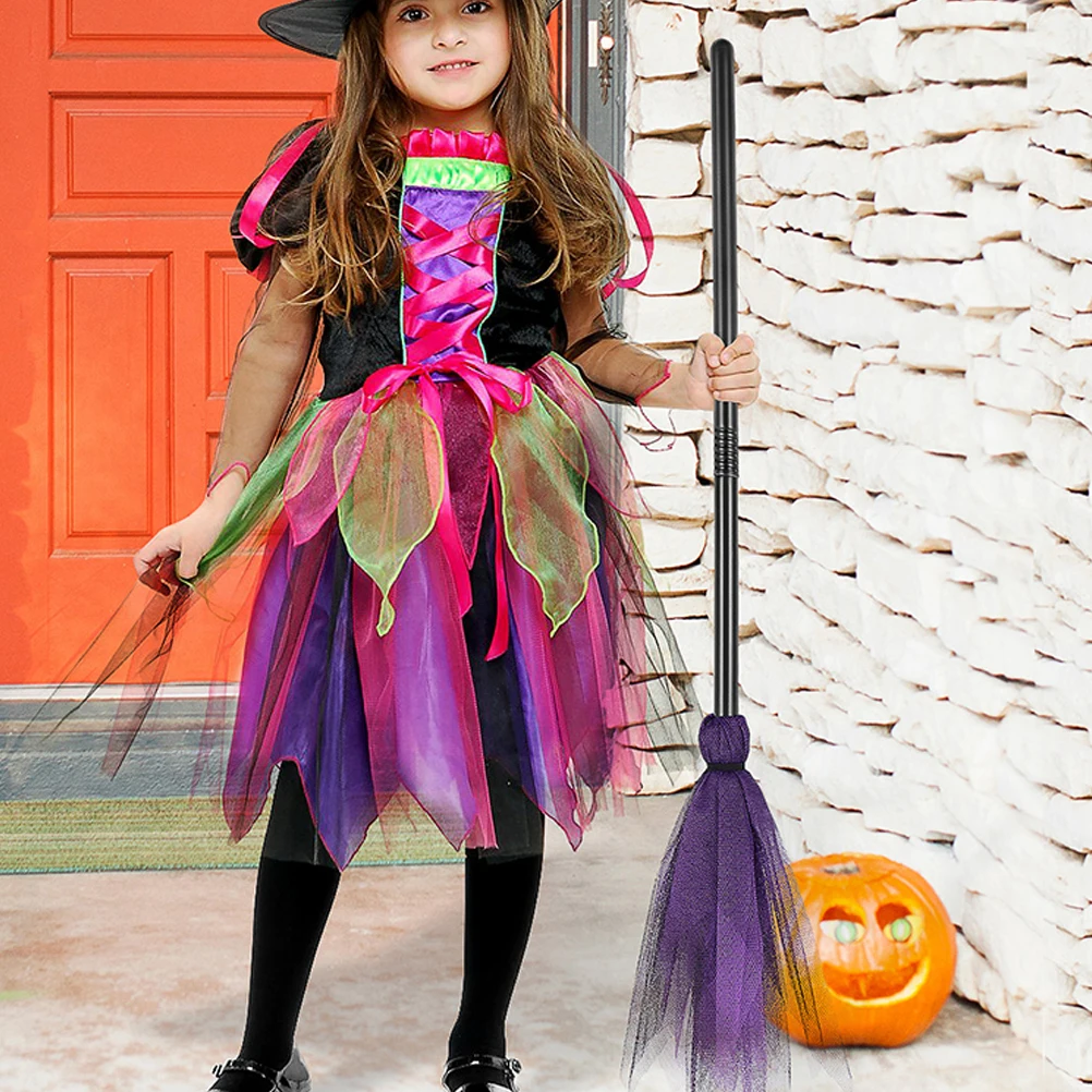 Balai de sorcière en plastique léger, 2 pièces, accessoire de balai d'halloween pour enfants, décor de fête Cosplay, balai de magicien, décoration de fête
