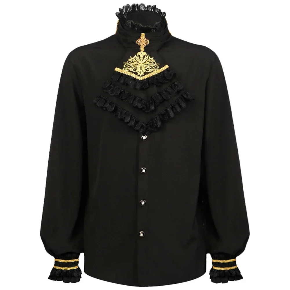 Vintage Man Shirts And Blouses England Style Medieval Gothic Renaissance Victorian Steampunk Ruffle Shirt Tops Clothing For Men