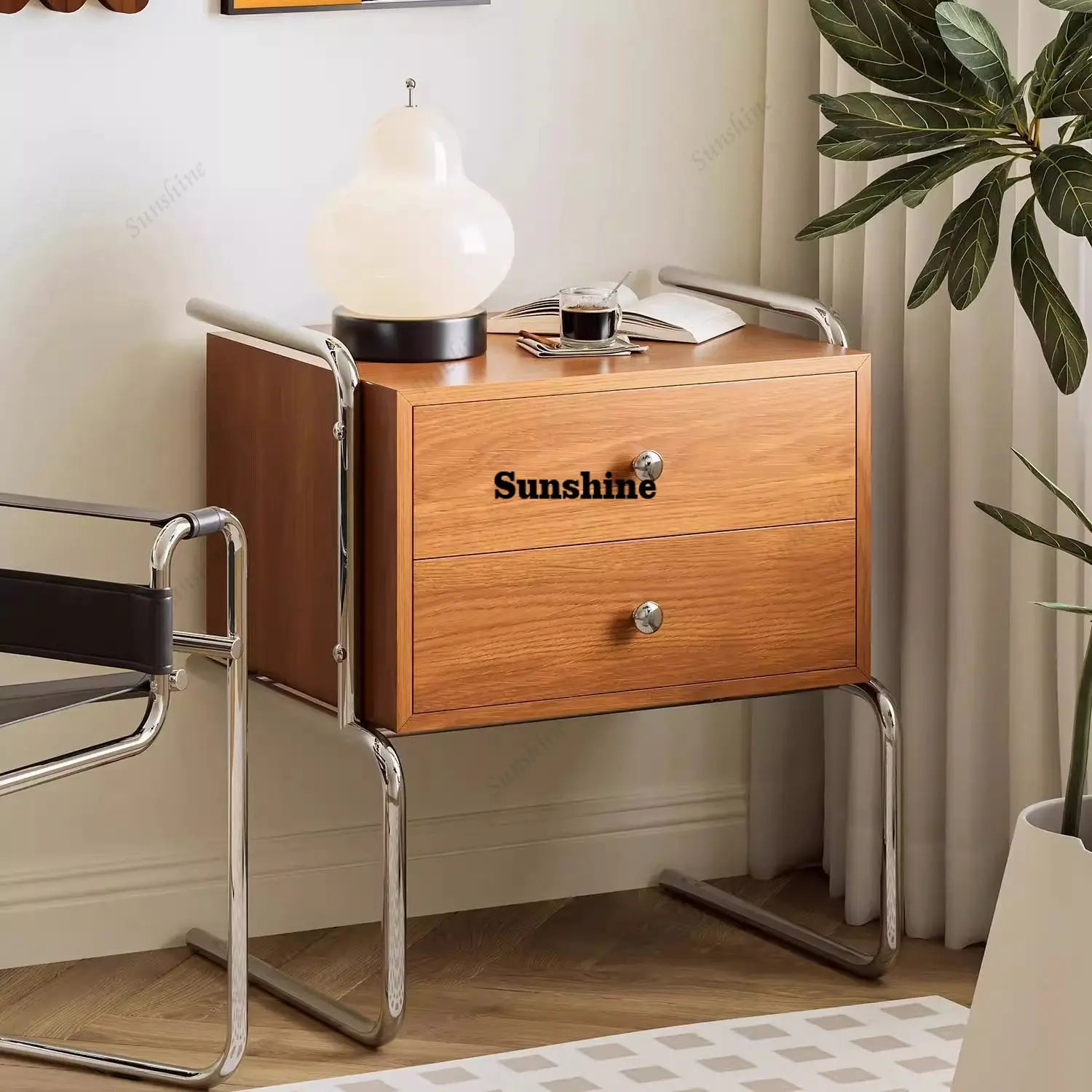 Second-hand Simple Hanging Bedside Table Designer Home Bedroom Solid Wood Bedside Cabinet Bauhaus Style Storage Cabinet