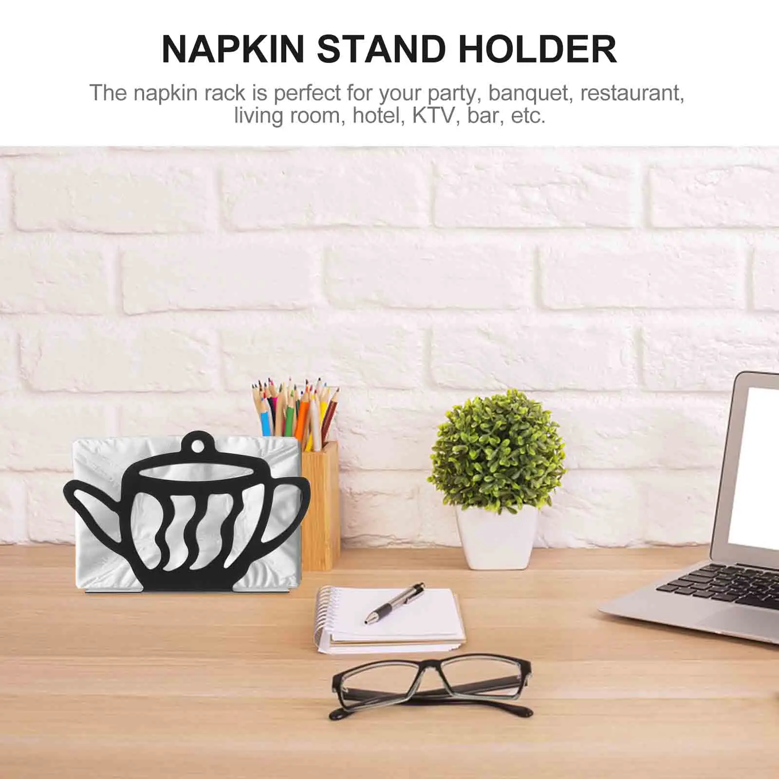 

Black Iron Teapot Shaped Napkin Holder Metal Serviette Organizer Stand For Kitchen Dining Room Table Paper Storage Rack Retro
