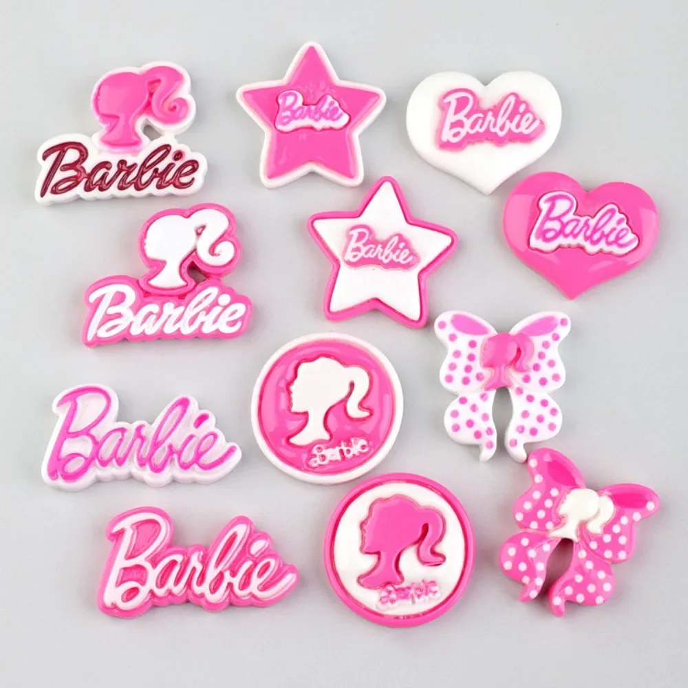 6pcs Set Cute Sweet Barbie DIY Material Mobile Phone Case Barrette Headwear Resin Fitting Clothes Shoes Decorative Ingredient