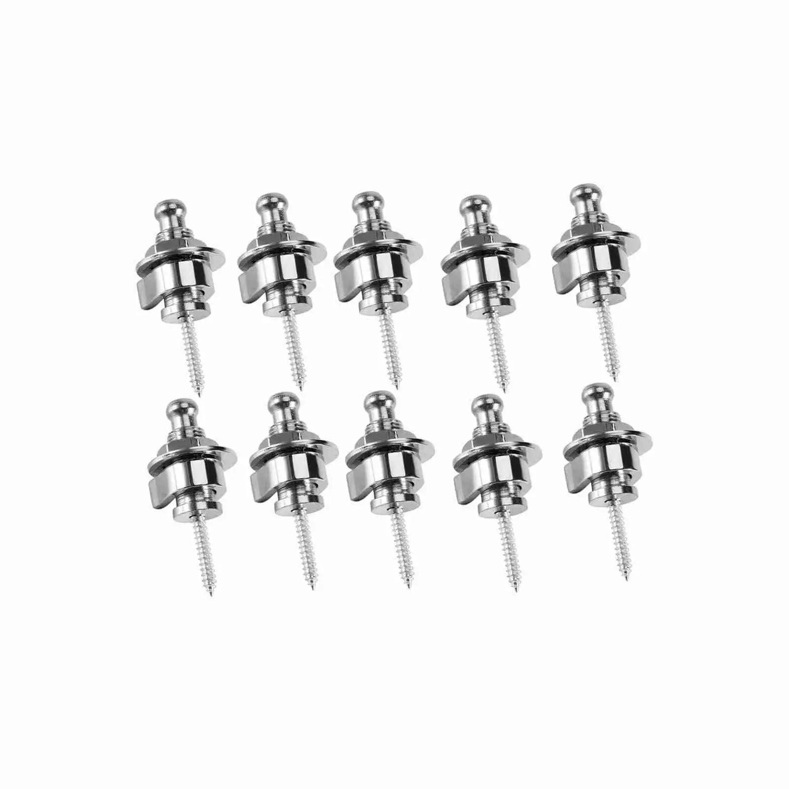 10pcs Electric Guitar Strap Locks - Antiskid Metal Bass Accessories in Black, Silver, Gold Options