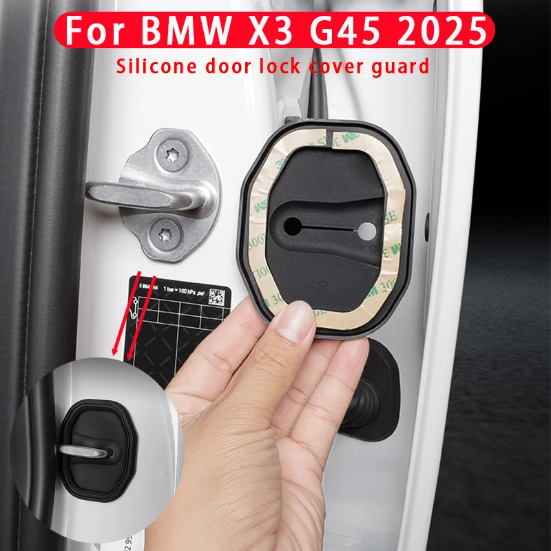 For BMW X3 G45 2025 4PCS Car Door Lock Buckle Protective Cover Shock-absorbing Protective Sleeves Anti-collision Stickers