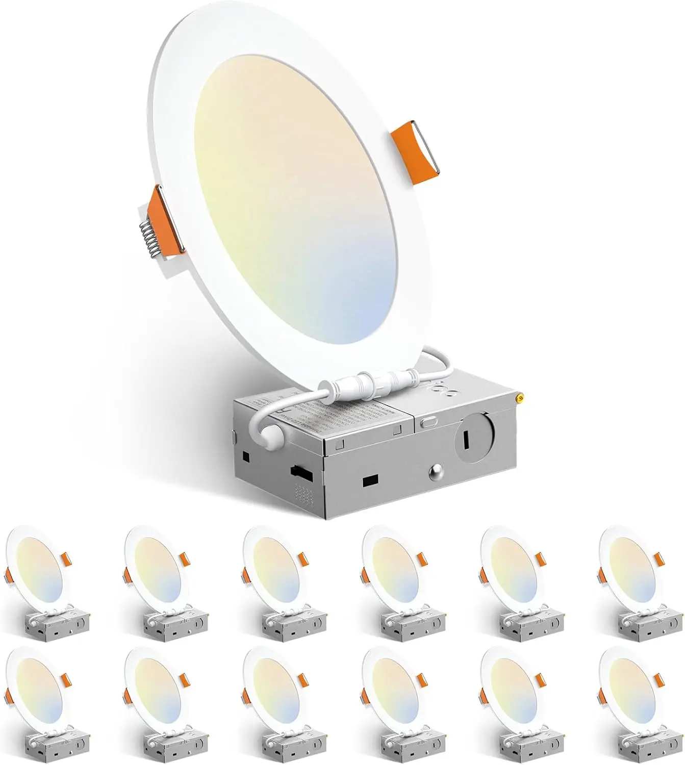 

12 Pack 6' Dimmable LED Canless Downlight, 12W, 1050LM, ETL/FCC Certified