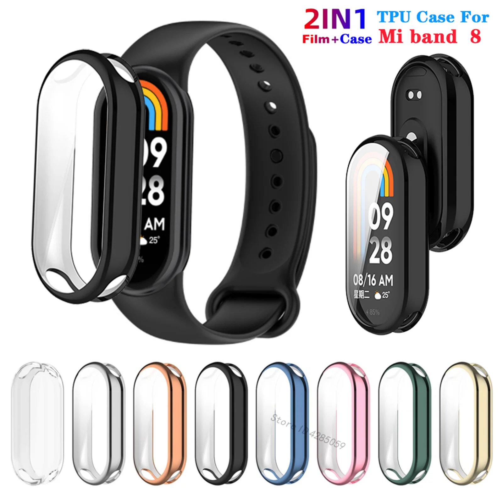TPU Case For Xiaomi Smart Band 8 Accessories Screen Protector Bumper Cover For Xiaomi Mi Band 8 Protective Case Accessories