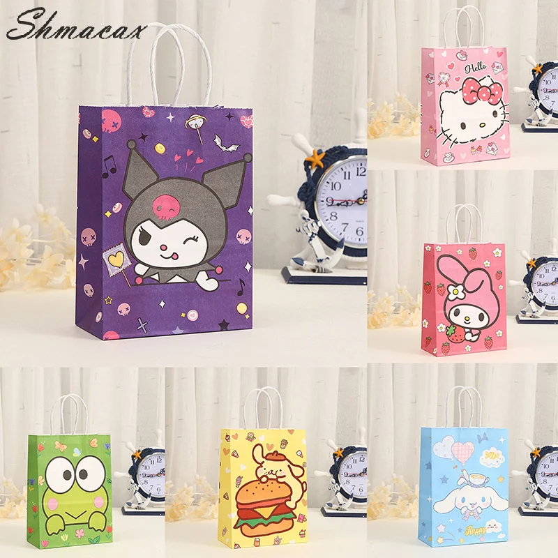 Cartoon saniris Anime Kraft Paper Bag Candy Cookie Gift Bag Shopping Handbag Birthday Party Gifts Package Bags