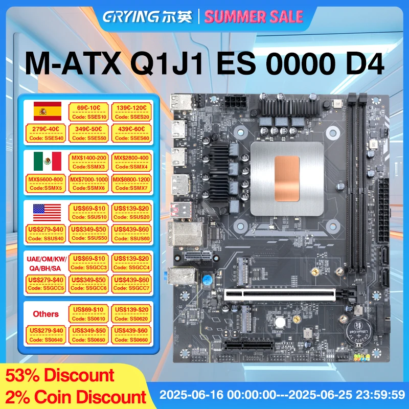 

M-ATX Настольный компьютер LGA1151 Материнская плата Процессор Комбинированный 13-й комплект Core Interposer Q1J1 ES 0000 Procesador 8C12T 12 МБ DDR4 RAM PCIE2.0X8 NVME