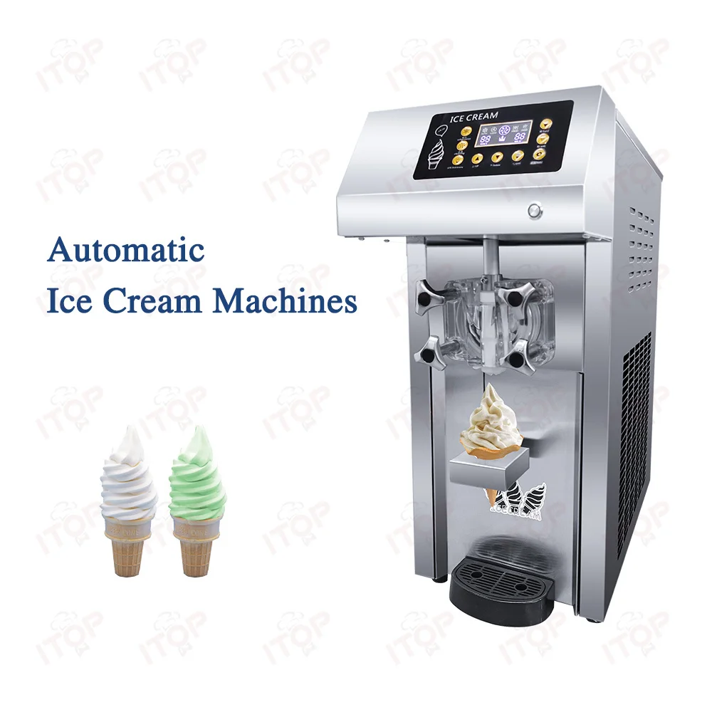ماكينة صنع الآيس كريم من الفولاذ المقاوم للصدأ - ماكينة إنتاج سطح المكتب عالية الإخراج (الدانية التجارية، سعة دفعة 2 لتر، محرك 120 وات)
