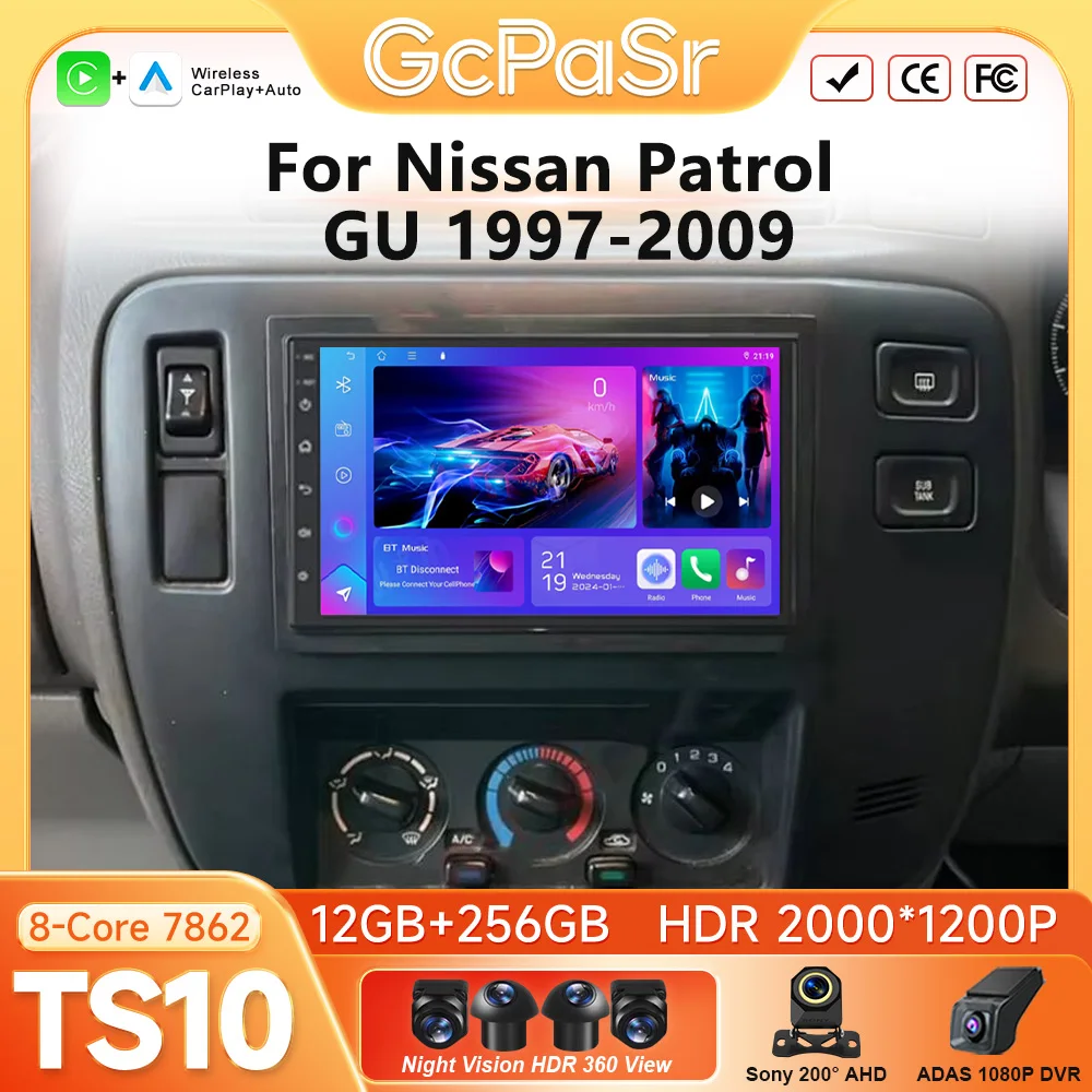 Android Auto For Nissan Patrol GU 1997-2009 Car Radio CarPlay Screen Automotive Multimedia GPS Navigation Android 16 DVD BT WIFI