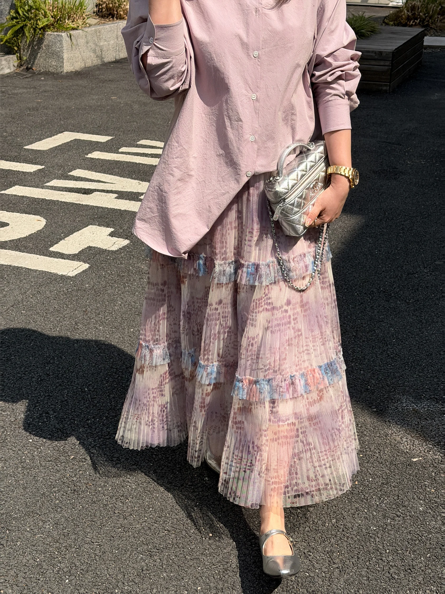 

Женская асимметричная весенняя сетчатая юбка большого размера с низкой насыщенностью цвета, эффектом дымки, стандартным кроем, из полиэфирного волокна, с эластичной талией