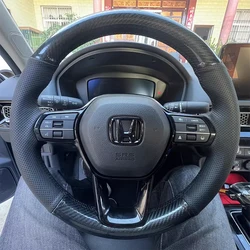 for Honda Accord Civic 11th Gen CRV 2023 2024 Hand-stitched non-slip carbon fibre Genuine Leather car Steering Wheel Cover
