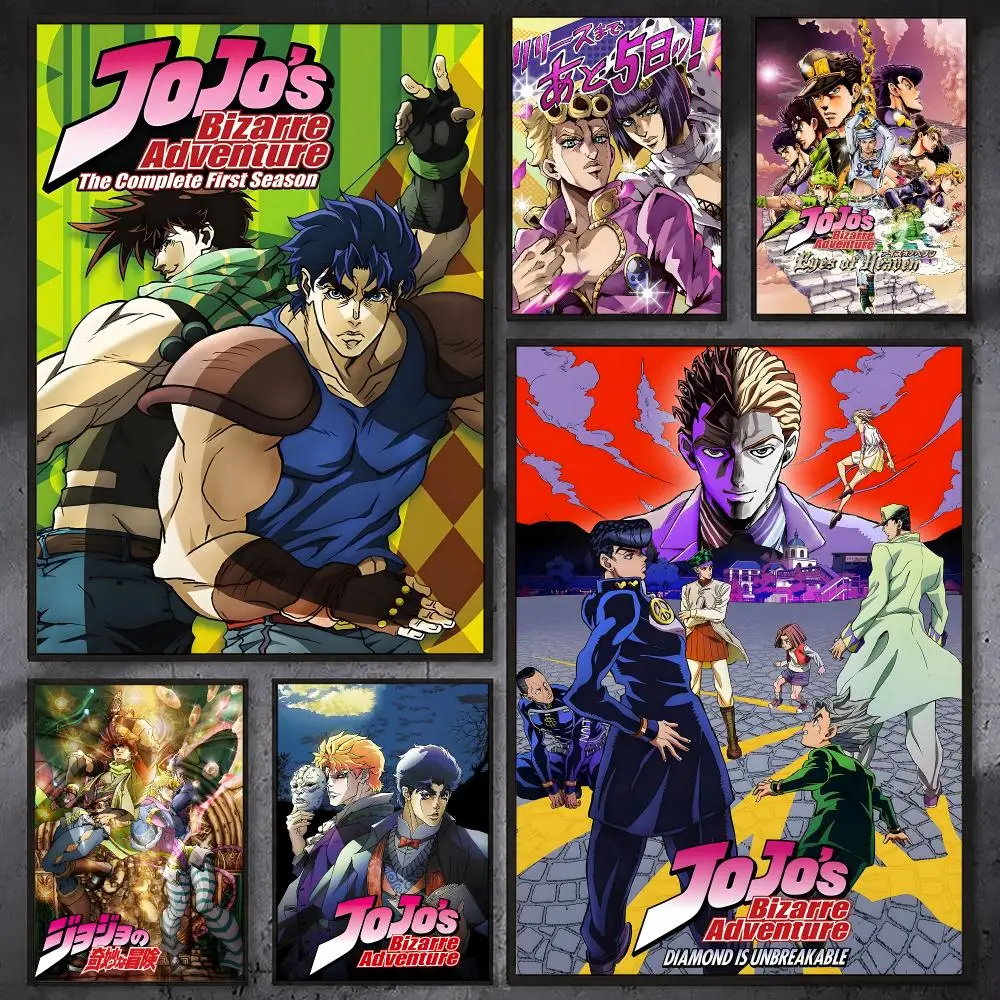 JoJos B-Bizarre Adventure Poster Waterproof Sticky Wall Art Print For Bedroom Living Room Hallway Bar Home Decor