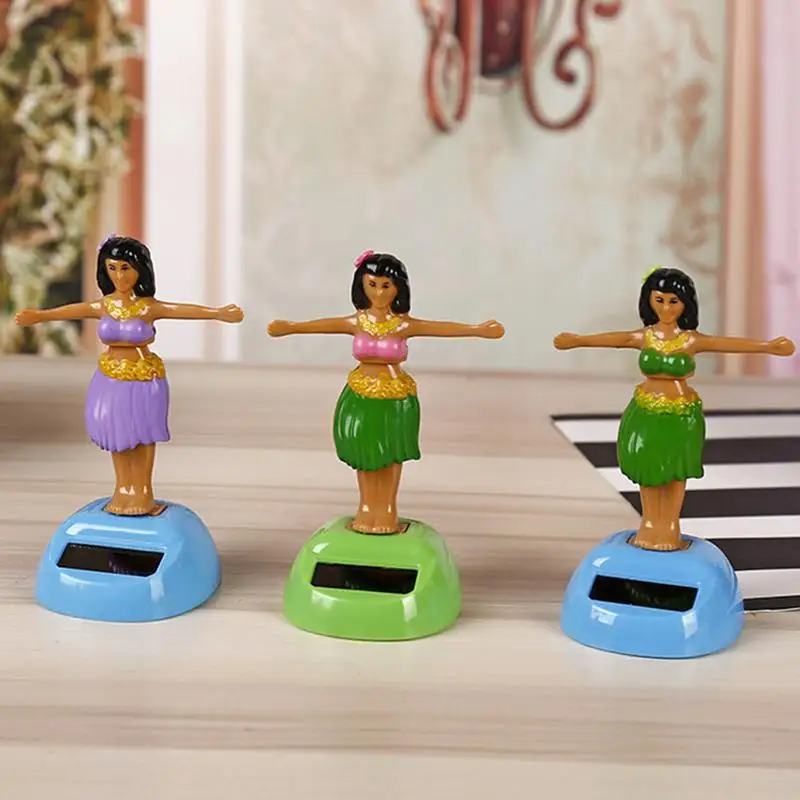 Brinquedos de dança de menina havaiana movidos a energia solar balançando cabeça bobble havaí balançando animado menina boneca decoração do painel do carro