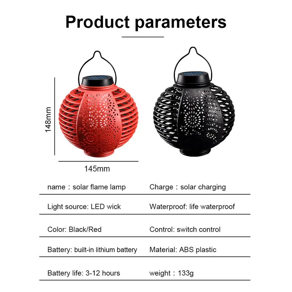 Lámpara LED Solar de llama impermeable, lámpara colgante de ambiente Circular para exteriores, decoración de patio, novedad