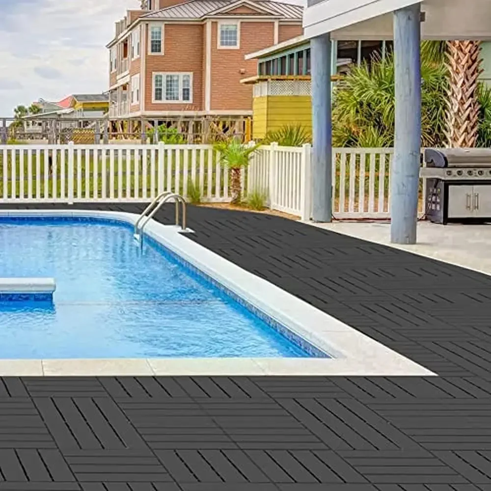 Interlocking Deck Tiles 36-Pack 12"x12" Weatherproof Outdoor Flooring Patio Balcony Bathroom Easy Install High Quality Plastic