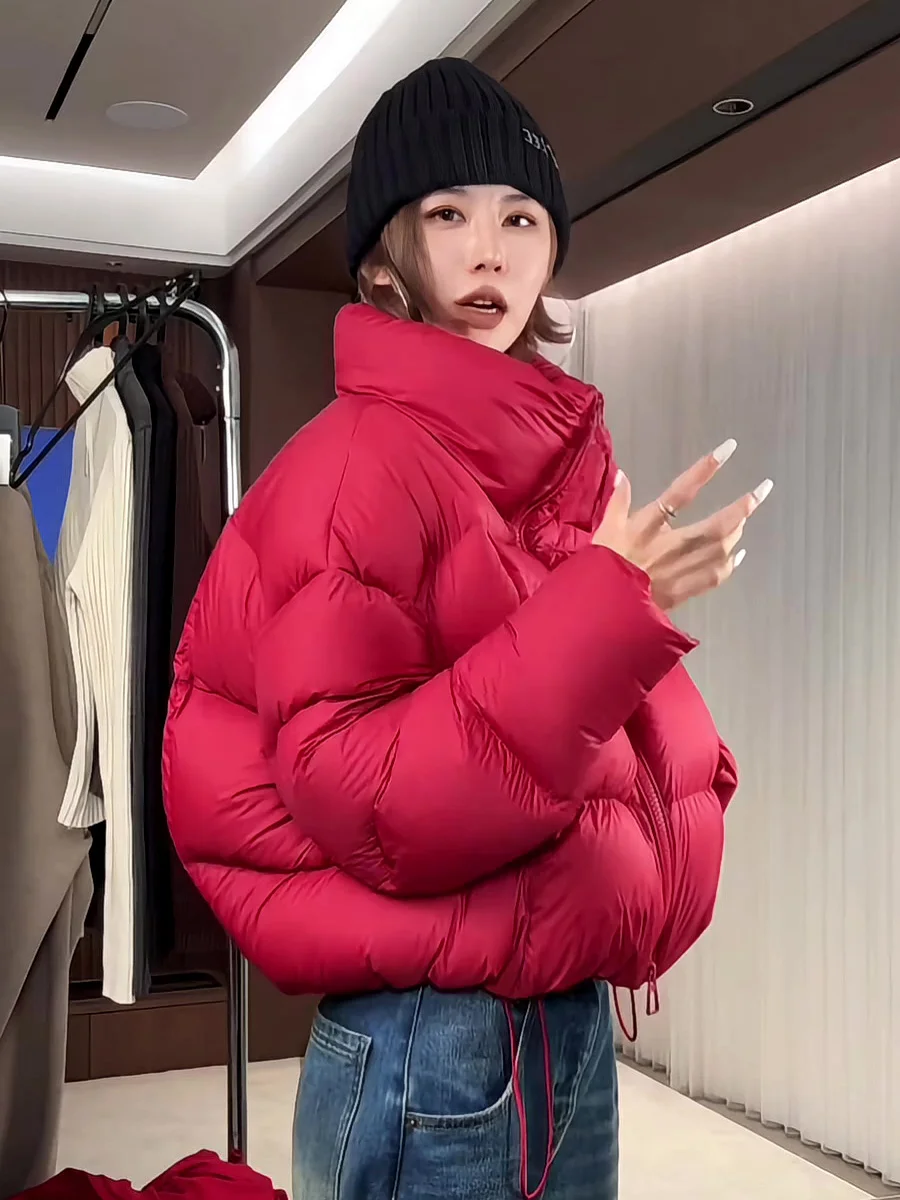 Piumino Rosso da Donna Inverno 2026 Nuovo Modello Nazionale con Collo Alto 90% Piuma d'Oca Bianca Caldo Cappotto Imbottito con Zip Casual...