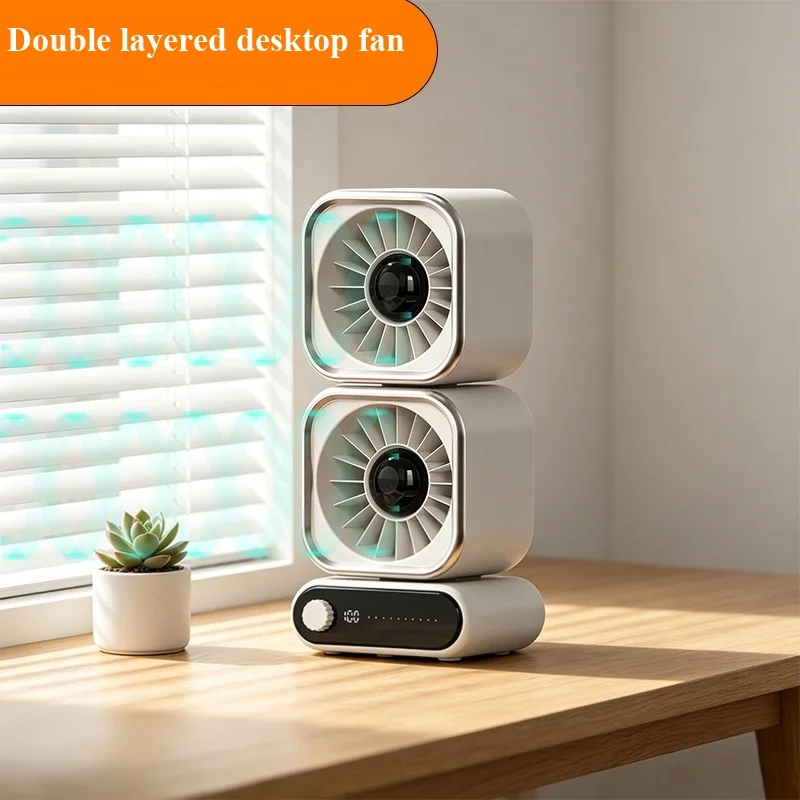2026 Cyclic Fan Mini Charging Digital Display Portable Office Home Dormitory Silent High-Wind Desktop Fan