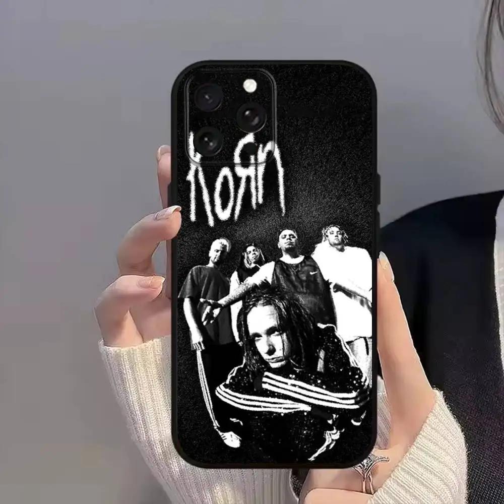 R-Rock K-KornS B-Band COOL Funda de teléfono para iPhone 11,15,16,14,13,17,12,Pro,SE4,Plus,E,Max,Air,Mini cubierta negra