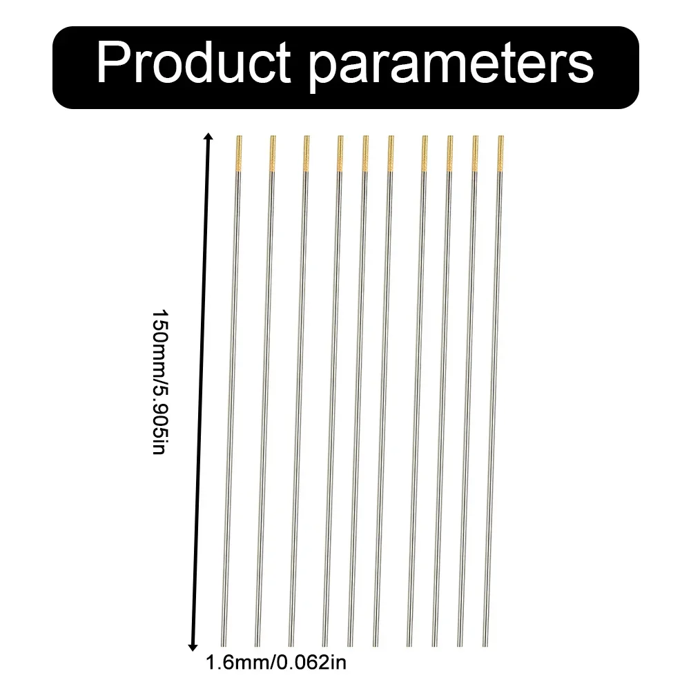 Long lasting 10PCS WL15 Lanthanum Tungsten Welding Electrode Tig Rod Wide Arc Space 1 01 6 2 02 43 03 24 0*150mm