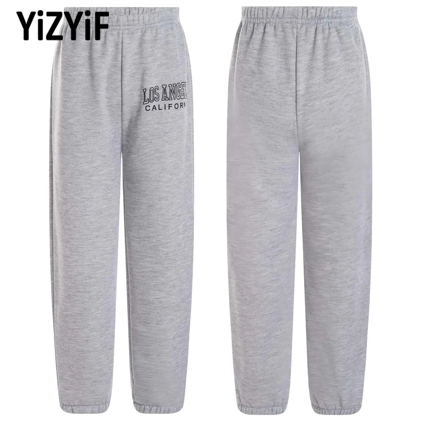 

1-8Y Kids Girls Sports Trousers Casual Fleece Elastic Waistband Letters Printed Sweatpants Pants for Workout Running Exercise