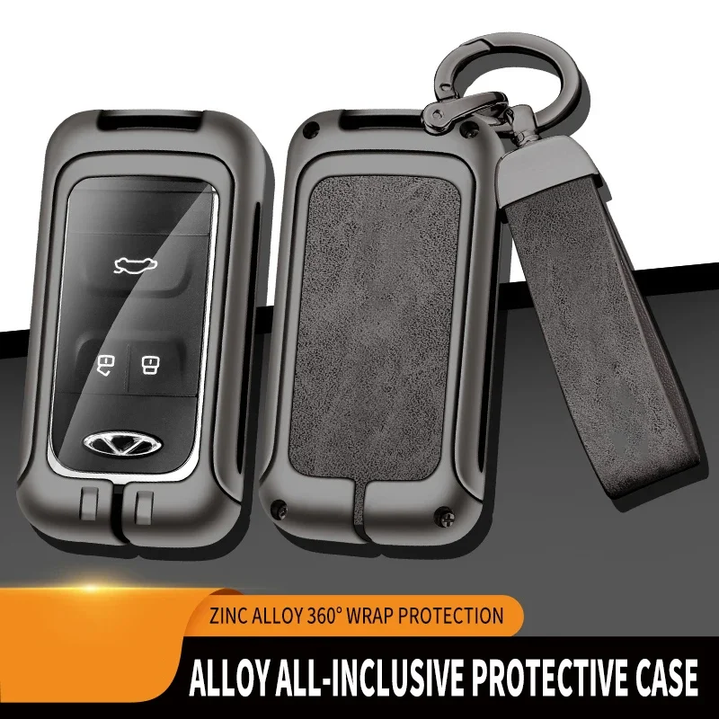 

Car Key Case Shell Protect Cover For Chery Tiggo 3 5X 4 8 Glx 7 2019 2020 With Keychain Auto Key Zinc Alloy Leather Accessories