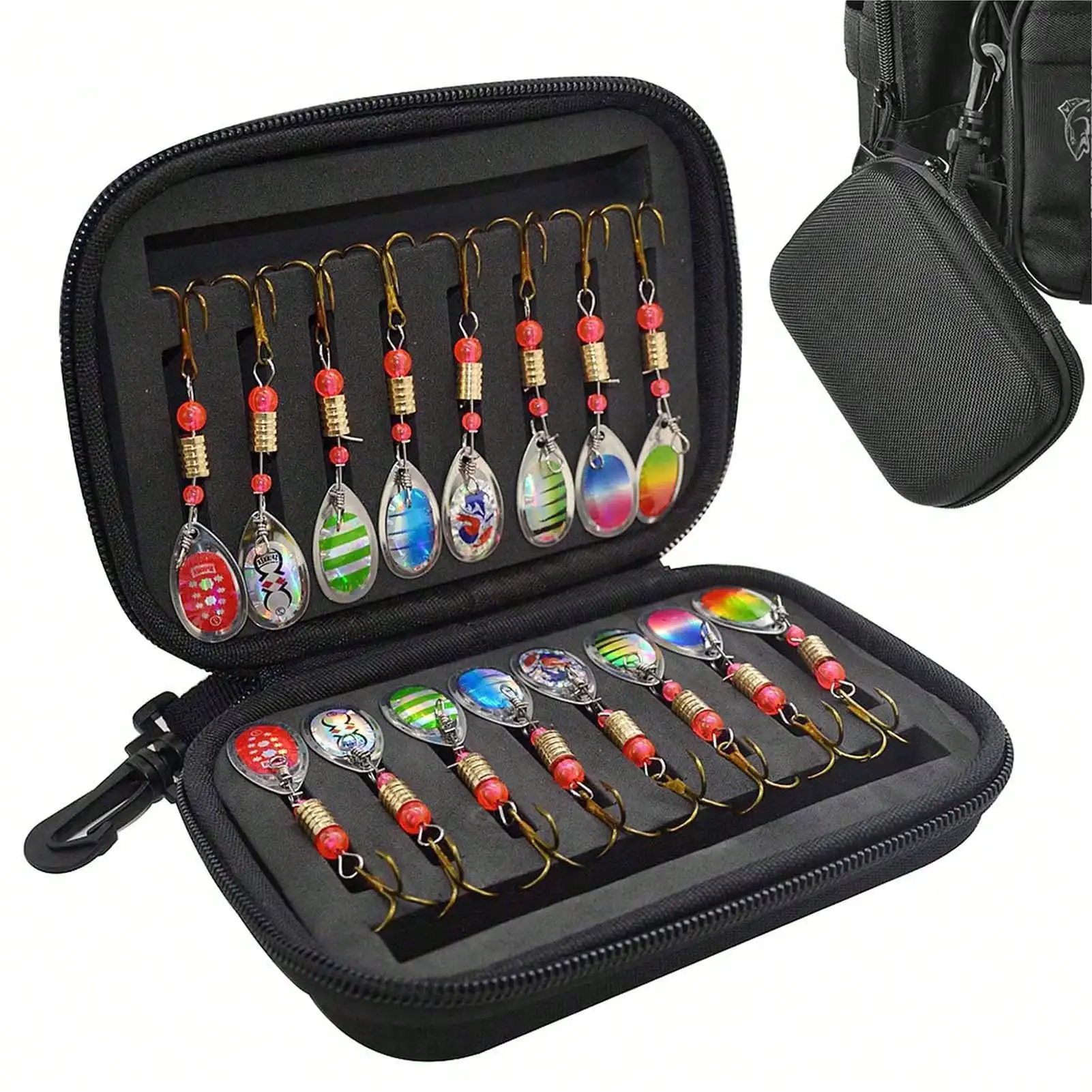 

Sequins Spinner Lures Set Convenient To Carry With Tackle Storage Bag Suitable For Pike Walleye Fishing