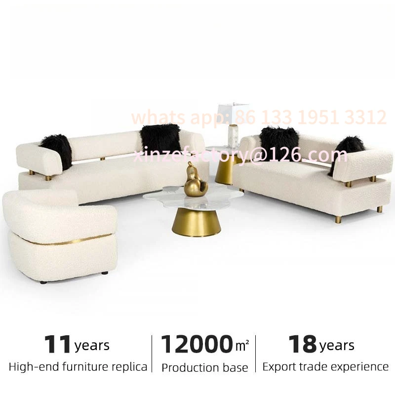 

Customizable sofa Italian light luxury lamb wool fabric sofa club reception living room furniture