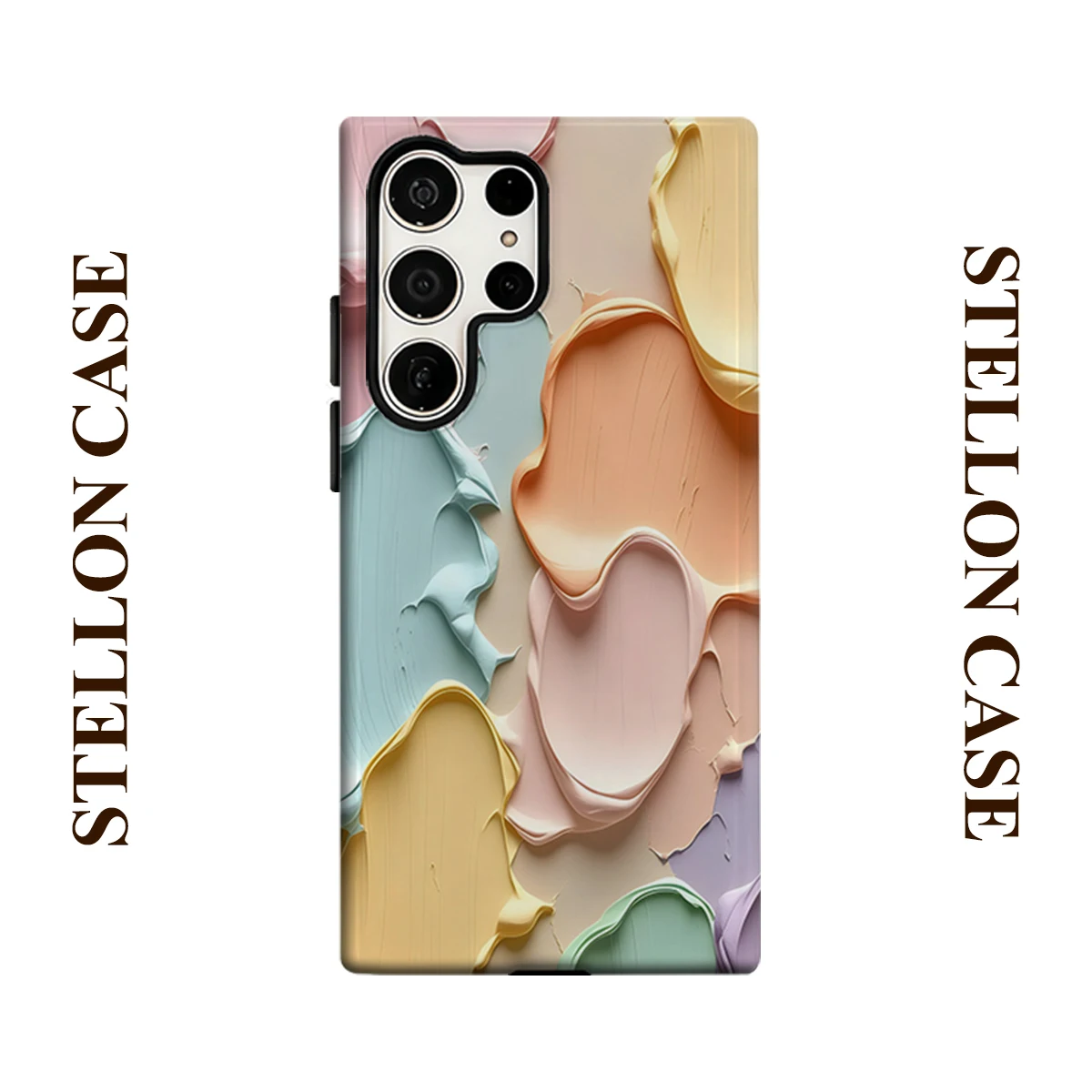 Cream Paint Texture Phone Case For Samsung Galaxy S25 S24 S23 Ultra Plus A35 A55 Glossy HD Hard Cover Film Shell