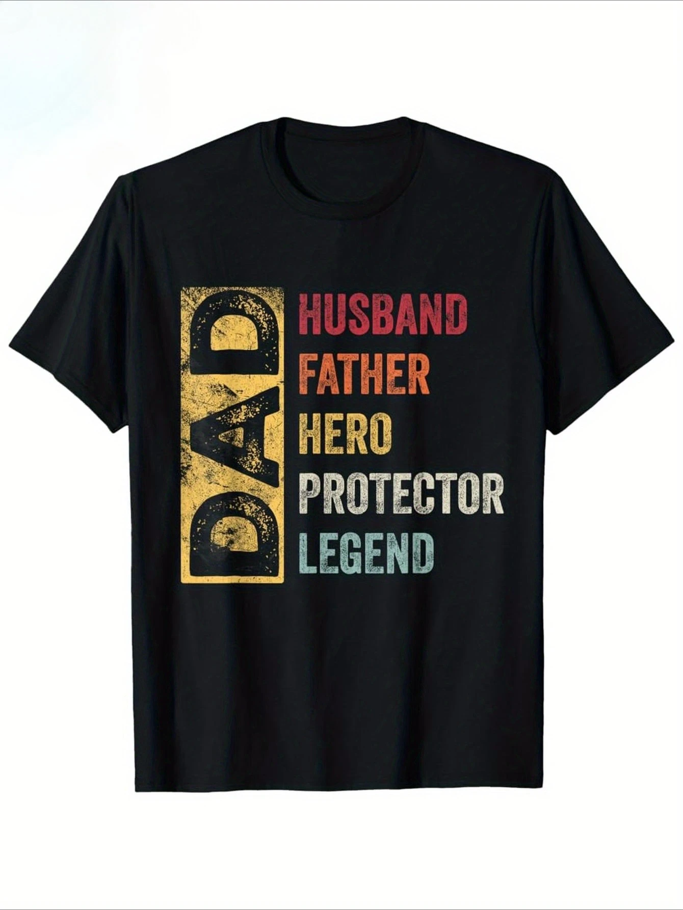 

100% Cotton Vintage Dad printed men's T-Shirt | "Husband Father Hero Protector Legend" Design, summer short-sleeved O-neck.