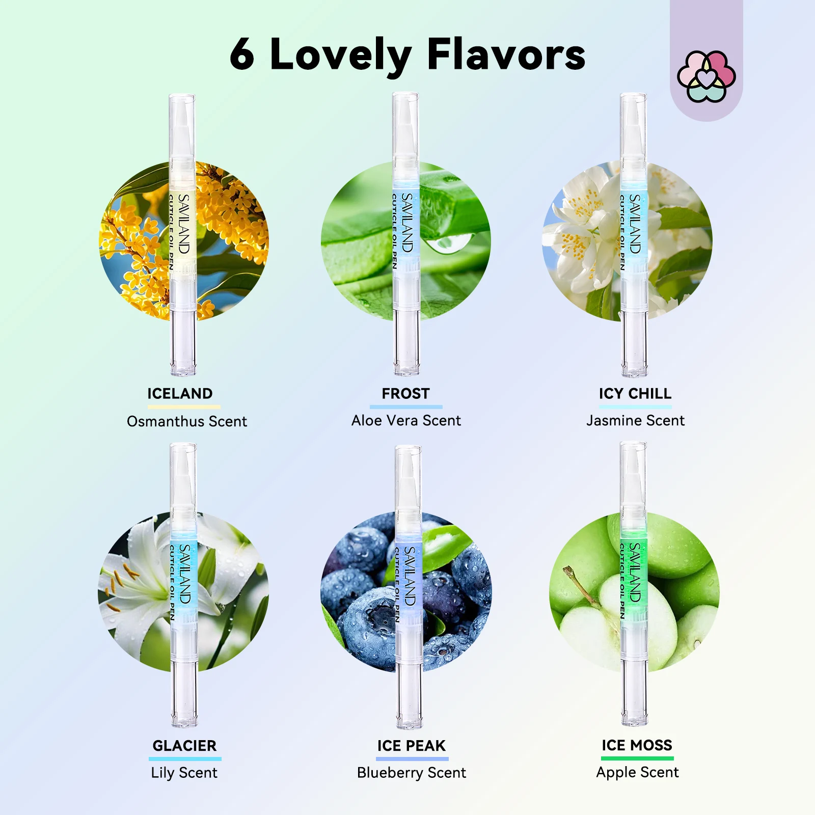 6 قطع من أقلام زيت البشرة القائمة على نباتية من سافيلاند مع فيتامين الألوة E لإصلاح جفاف الأحمرار وتقشير وتقوية الأظافر