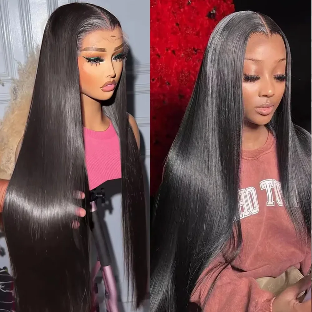 

Natural Color Straight Human Hair Wig Natural Black Straight 360 HD Lace Frontal Wig 46 Inches Human Hair Wigs For Women