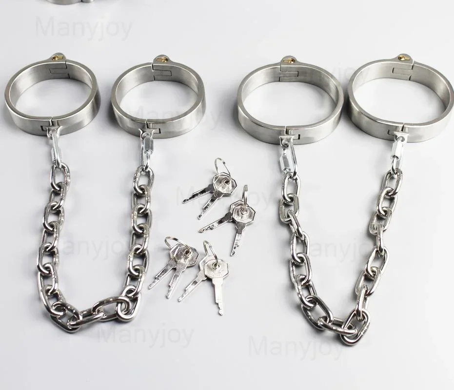 BDSM Bondage Stainless Steel Handcuff Wrist Metal Cuffs Binding Bolt Lock Gay Slave Restraints Sex Toys for Female Male