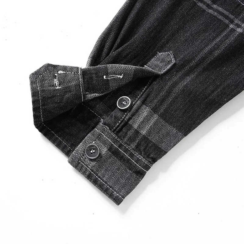 Men\'s Casual Plaid Jeans Outwear Male Coat Clothing 2023 New Autumn Denim Shirt Men Long Sleeve Quality Cowboy Shirts MY868