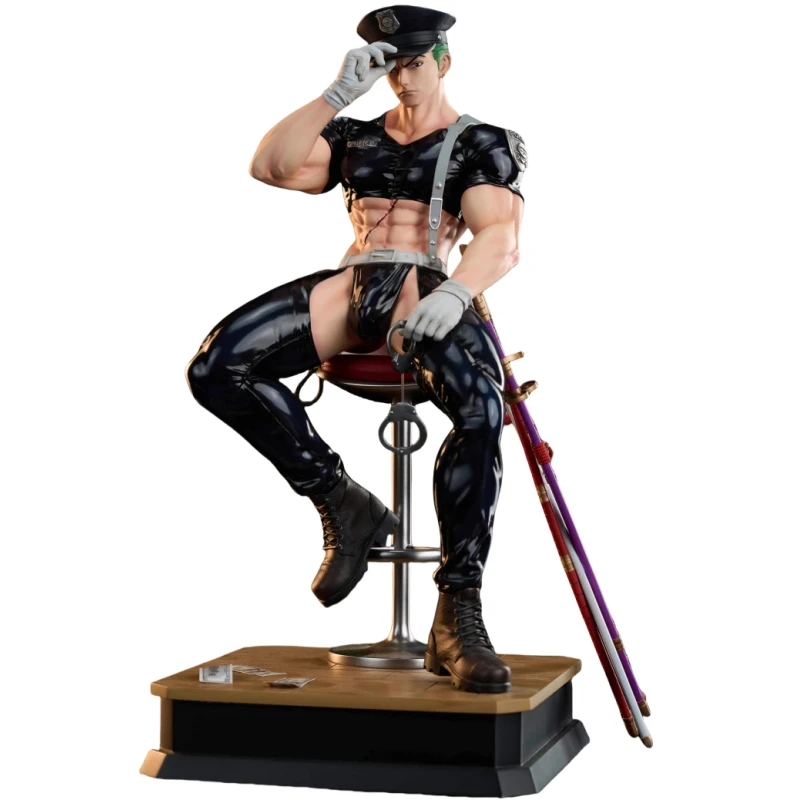 31Cm Pkm Studio Resin Gk One Piece Police Uniform Roronoa Zoro Action Figure Statue Model Ornaments Garage Kit Toys Gift