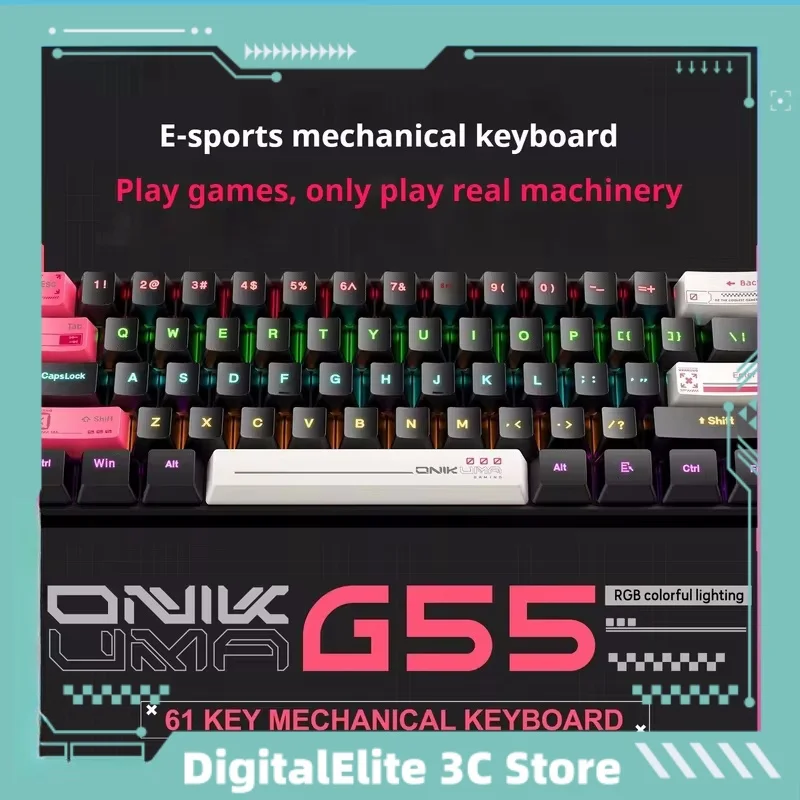 Onikumag55 Esports Mechanical Keyboard Wired 61 Key Rgb Illuminated Usb Interface Gaming Office Gaming Computer Accessories