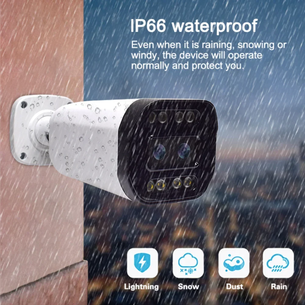 كاميرا PEGATAH ctv مقاومة للماء مع عدسة مزدوجة ، كاميرات مراقبة خارجية ، بألوان كاملة ، رؤية ليلية ، مراقبة بالفيديو ، 4MP ، IP66
