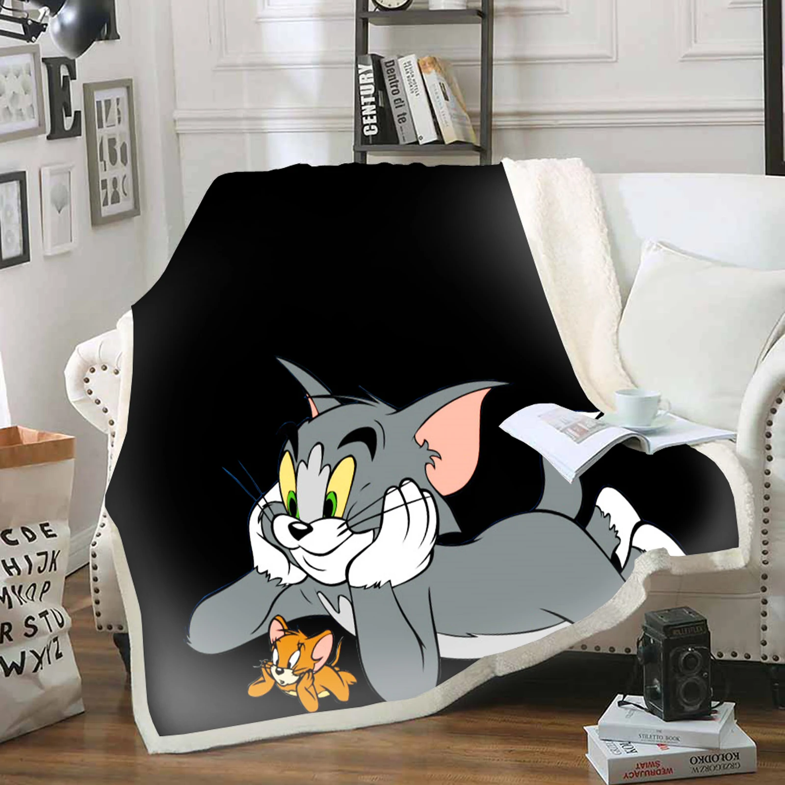 

Tom and Jerry Anime Blanket Microfiber Fabric Plush Blankets And Throws Fleece Furry Suitable For Children Adults