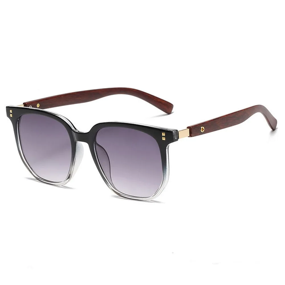 Vintage UV Protection Wood Grain Sunglasses Outdoor Street PhotographyX Square Frame Sun Glasses Shades for Women & Men