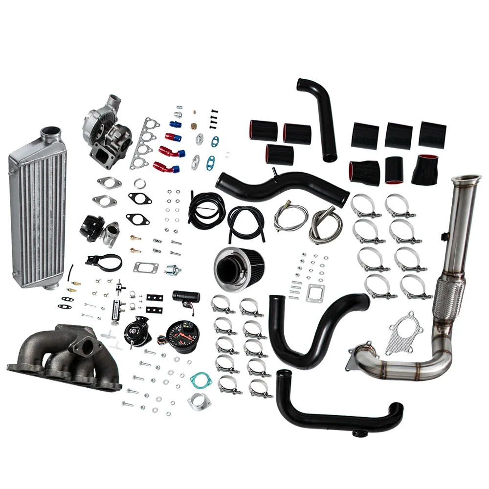 MaXpeedingrods 10pcs T3/T4 T04E Full Complete Turbo Kits Turbocharger & Parts For Civic EG EK/EJ 92-00 DelSol Sohc D15 D16