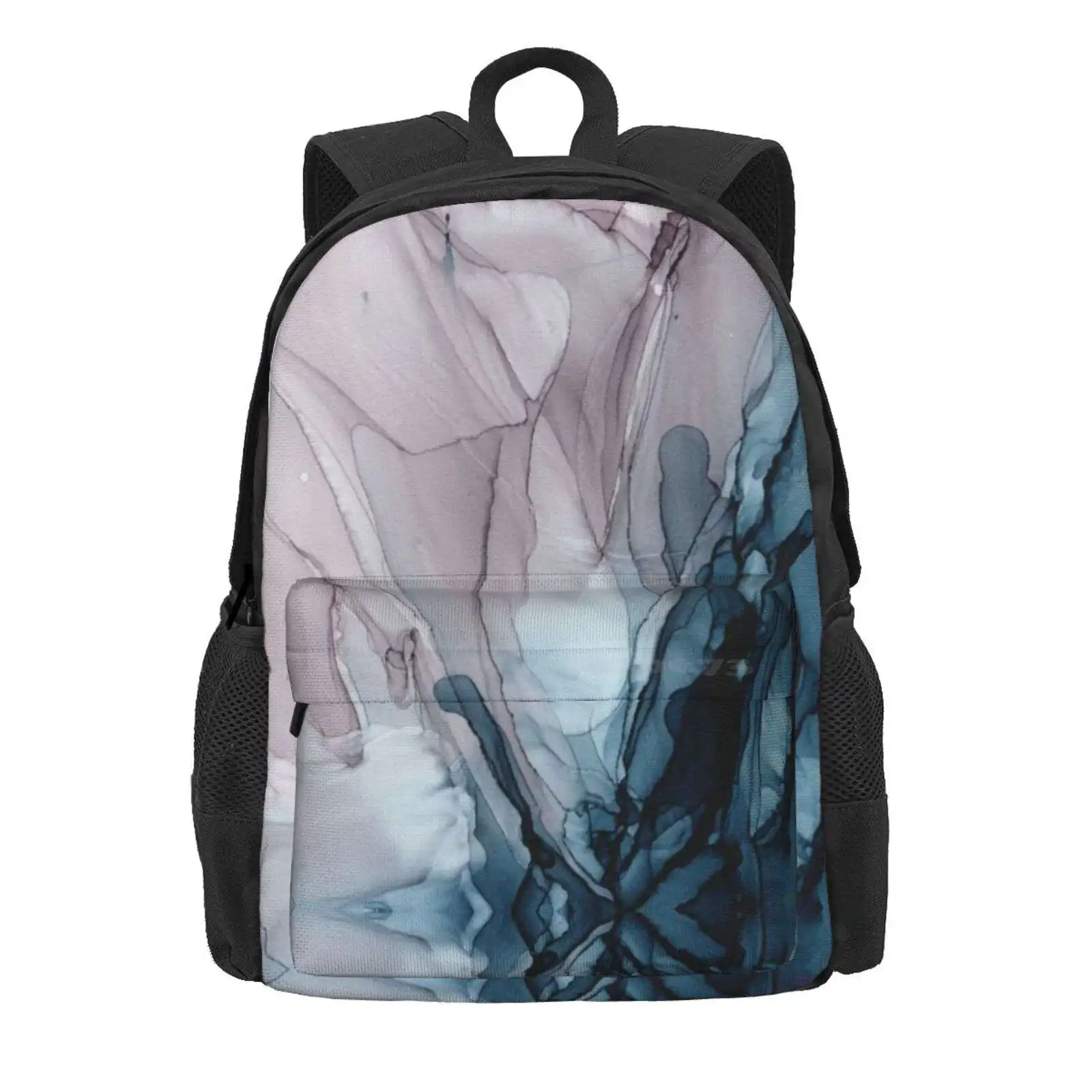 Blue Seas Mauve Sand Abstract Flow Painting 3 Hot Sale Schoolbag Backpack Fashion Bags Ink Abstract Art Watercolor Fluid Art