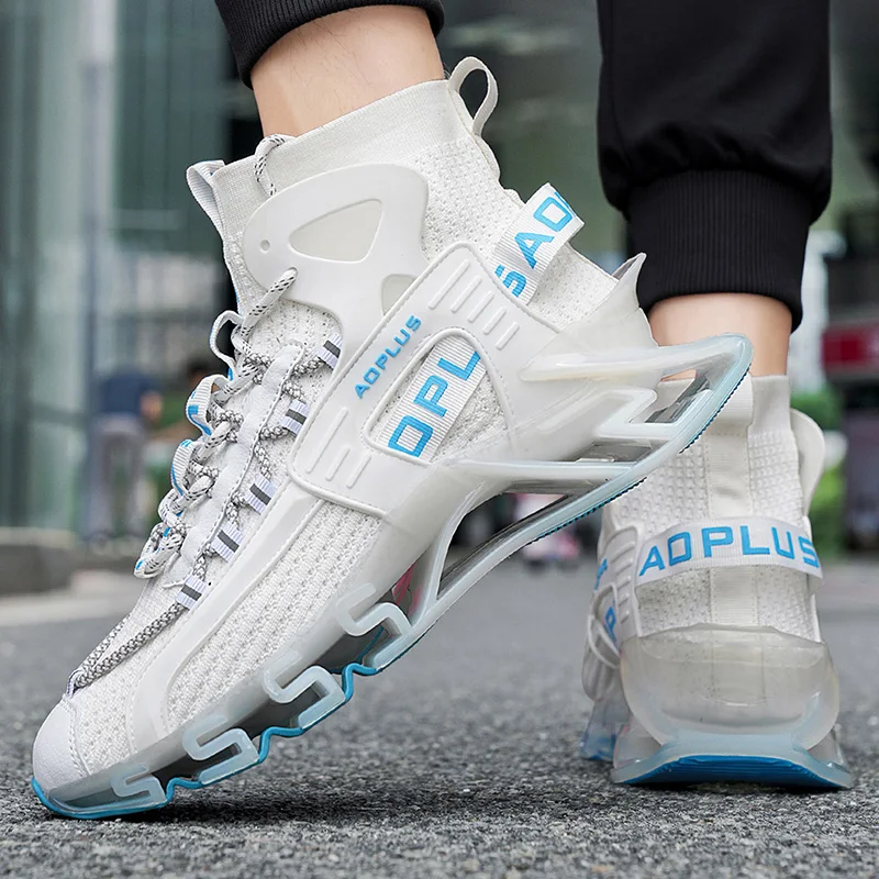 New Arrival Trail Running Shoes Men Black Blue Walking Sneakers Mens Big Size Training Shoes Man High Top Sock Sport Shoe Men