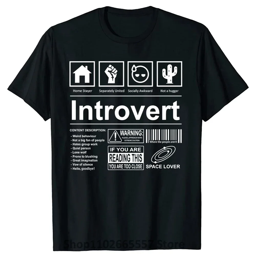 Introvert Logo T Shirt Funny Sayings Humor Introvers Joke T Shirts Summer Cotton Streetwear Humor Quotes Christmas Gifts T-shirt