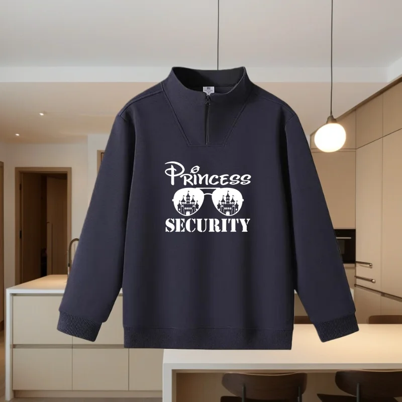 European and American New Style Unisex Couple Sweatshirts for Autumn and Winter, Pure Cotton Half-Zip Sweatshirts, Long-Sleeve Workwear for Company Employees, Casual Sports Shirts, T-Shirts